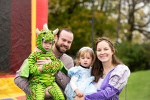 family in halloween costumes